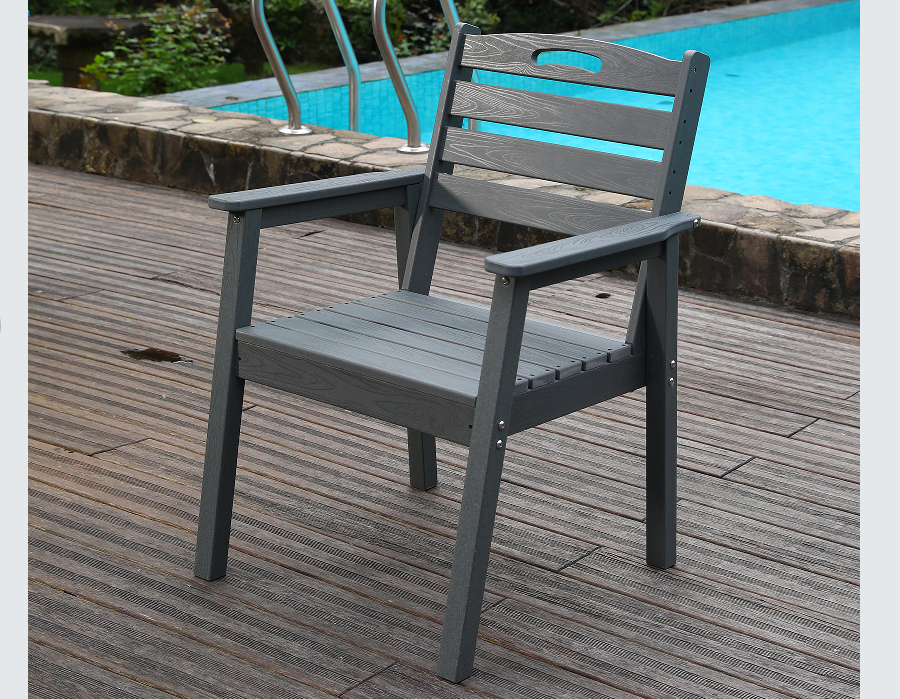 Ghế ăn HDPE lưng đơn màu xám đá phiến