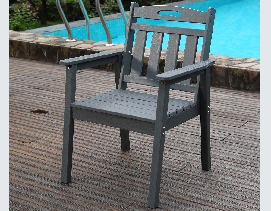 Ghế ăn dọc HDPE có kết cấu màu xám phong hóa