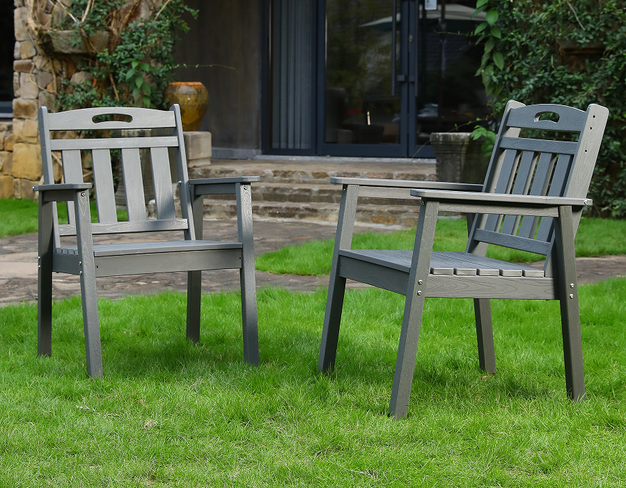 Ghế ăn Adirondack thẳng đứng 2 gói màu xám Slate Grey