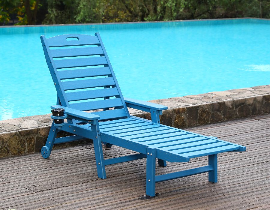 Ghế Adirondack bên hồ bơi HDPE màu xanh sẵn sàng lặn