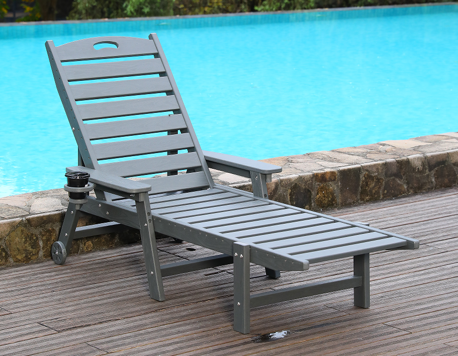 Ghế phòng chờ Adirondack đơn HDPE đô thị màu xám