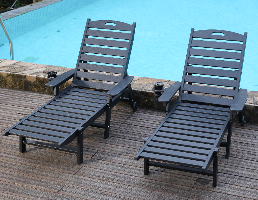 Bộ ghế tựa Adirondack HDPE 2 gói màu đen tuyền