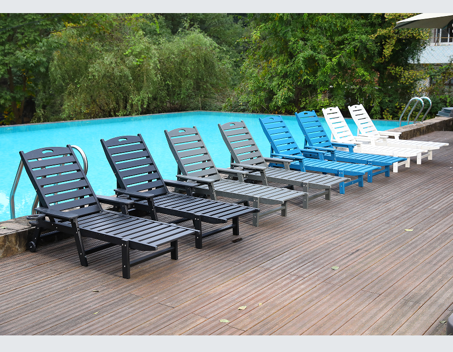 Ghế Adirondack bên hồ bơi HDPE màu xanh sẵn sàng lặn