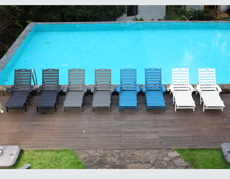 Ghế Adirondack bên hồ bơi HDPE màu xanh sẵn sàng lặn