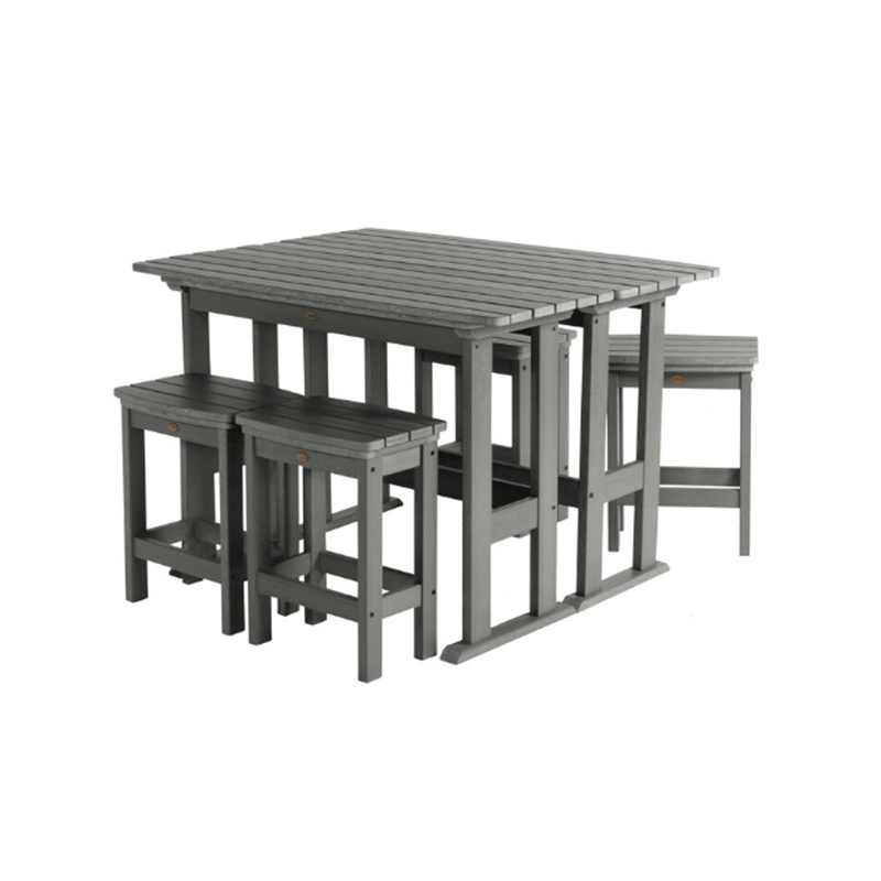 Bộ bàn ăn cao cấp 6 món HDPE xám đậm hiện đại