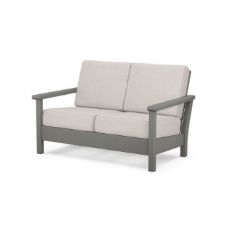 Màu xám HDPE Mọi thời tiết Sử dụng Sofa đôi Loveseat ngoài trời